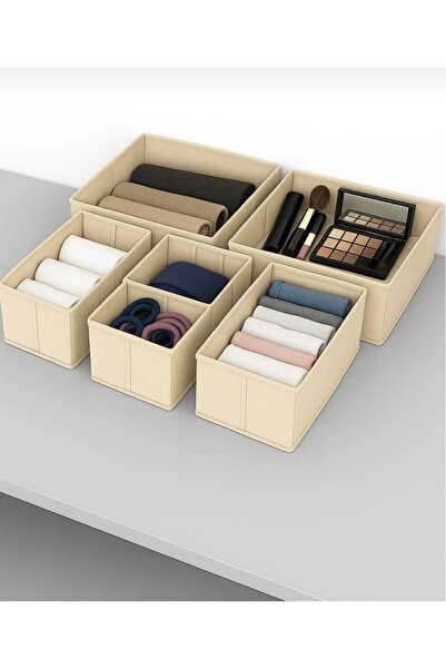 BLUE SİDE 6’lı Çekmece İçi Düzenleyici Organizer Set – Dolap İçi Çok Amaçlı Katlanabilir Kutu Seti, Çorap İç Çamaşırı Kıyafet Organizeri