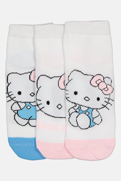 SANRIO Kids Girl 3 Pairs Hello Kitty Socks, White