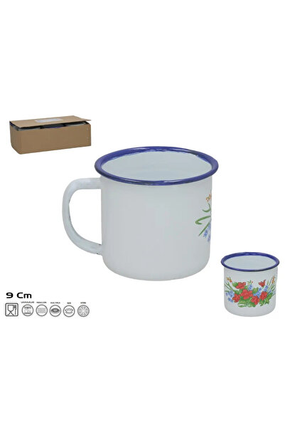 NN Cană emailată Almeria, 500 ml, albă cu decor