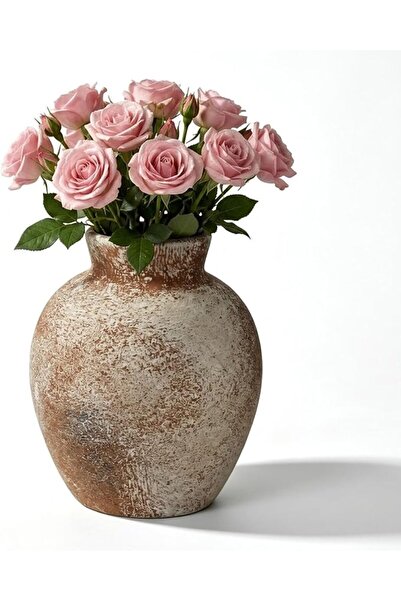 ANGJU Ceramic Rustic Farmhouse Flower Vase, 6 Inch Cute Boho for Home Decor, ...