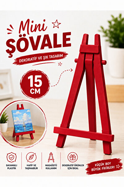 TOMBİ-X KIRMIZI Mini Dekoratif Şövale 15 cm – Masaüstü Fotoğraf ve Kart Standı