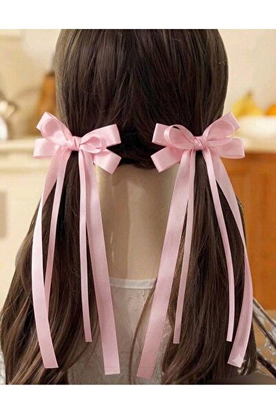 Shiklik Ribbon Bow Hair Clip Set of 2 - Long Ribbon Clip