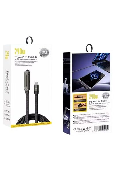 Generic Wire Charger Type C to Type C 240 Watt with Foldable Built-in Mobile ...