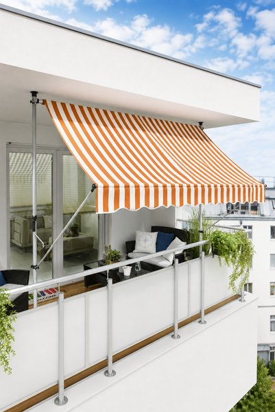 Binbirreyon Balkon Tentesi Güneşlik Ayarlanabilir Aletsiz Montaj Makaralı Ten...