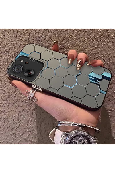 PATTERNOVA Mi 13T Pro/Mi 13T Uyumlu Mat Teknolojik Altıgen Geometrik Sert Kıl...