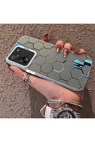PATTERNOVA Mi 13T Pro/Mi 13T Uyumlu Mat Teknolojik Altıgen Geometrik Sert Kıl...