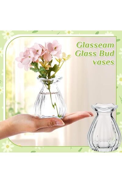KASTWAVE 6 Pcs Small Clear Flower Vases for Centerpieces: Bulk Mini Flower Bouquets Vases Small Cute Handmade