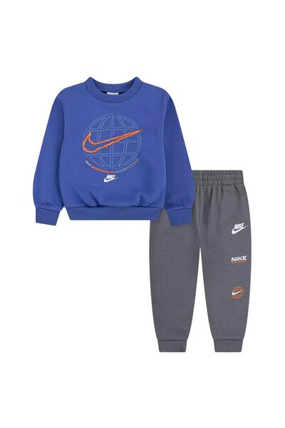 Nike Βρεφικά Ολόσωμα: Αθλητικό Σετ Φλις με Μπλούζα και Παντελόνι 18Μ