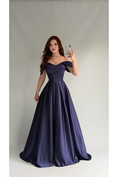ayşenur Dinçer butik Fallon Prenses Abiye Lacivert