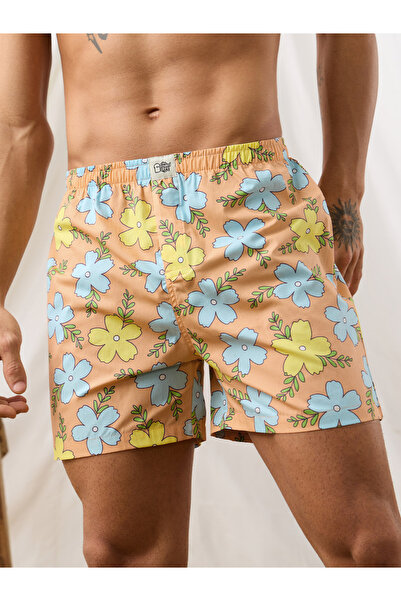 The Souled Store By Styli Men Peach Floral Print Boxers