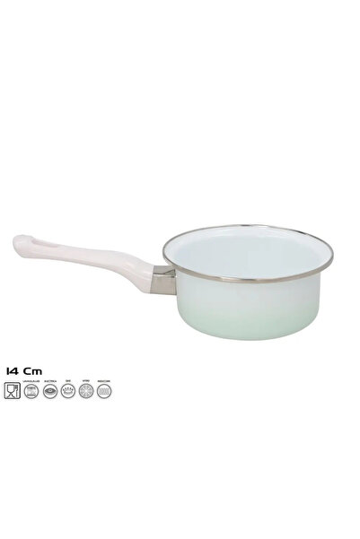 Oceano Oală emailată cu mâner, 14 cm, 0.55 L, Albă