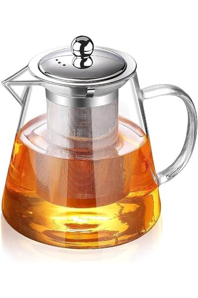 Generic Glass Teapot with Infuser, 950ml, Stovetop Safe, Blooming and Loose L...