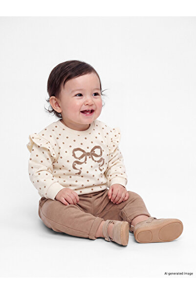 LC Waikiki طقم LCW baby Ecru للفتيات الصغيرات مطبوع عليه فيونكة من NEVAVM