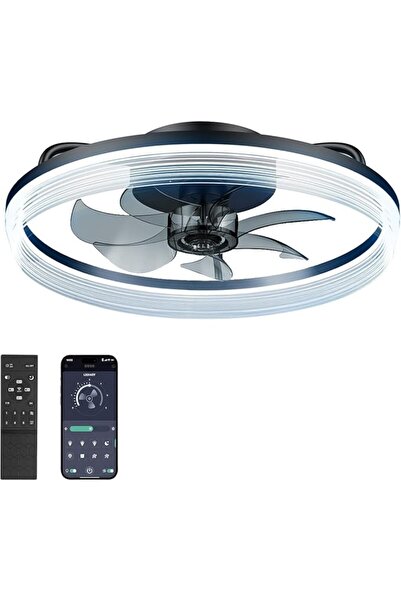 Usorteret USOR 50CM Black Ceiling Fans with Lights and Remote- Low Profile Ap...