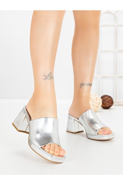 Annalise Women's silver heeled Slipper made of ecological Leather Mirenia