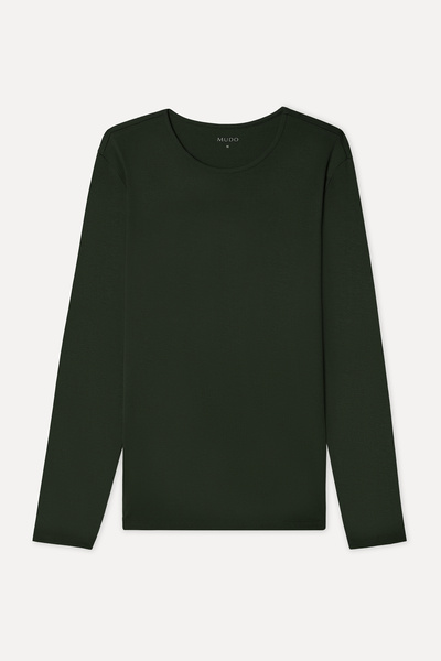 Mudo Men's Khaki Crew Neck Long Sleeve T-Shirt