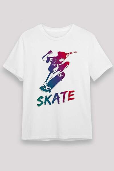 Darkhane Skateboard Printed Unisex White T-Shirt - Tshirt