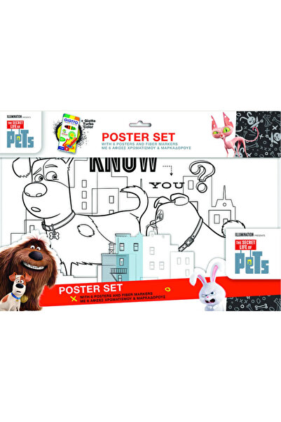 Uranian The Secret Life of Pets – Large Poster Colouring Set + Markers
