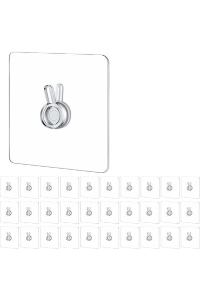 KASTWAVE 30 Pcs Adhesive Picture Hangers, Transparent Foam Board Hooks for Wa...