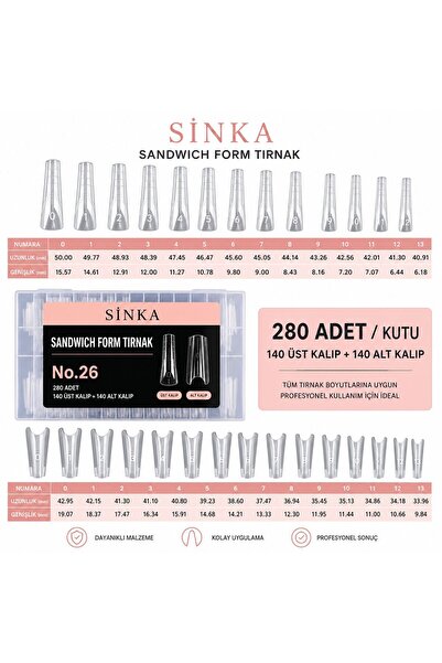 SİNKA Sandviç Form Kalıp Protez Tırnak Kalıp Üst Alt Form 280 pcs