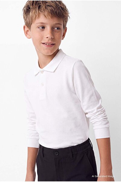 PAULMARK Unisex Kids Long Sleeve Polo Collar T-Shirt