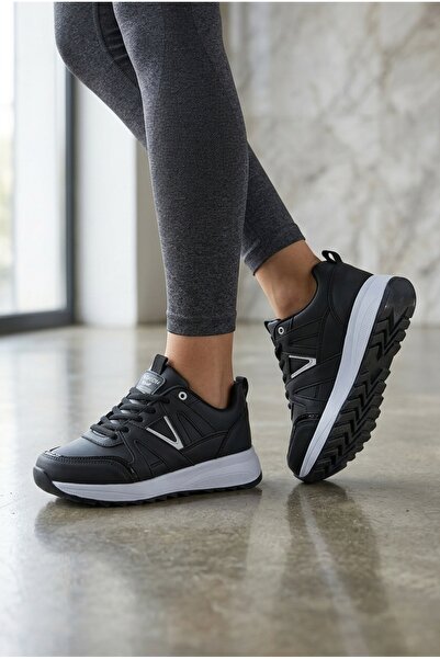 Lubrand Kadın Siyah Beyaz Şık Tasarım Günlük Spor Ayakkabı Trend Sneaker