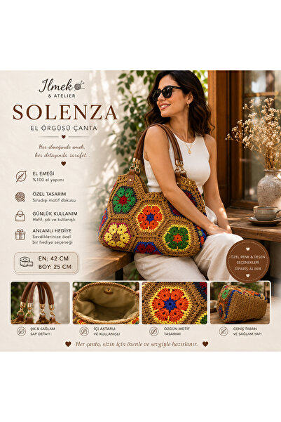 İLMEKK & ATELİER SOLENZA EL ÖRGÜSÜ MOTİFLİ ÇANTA