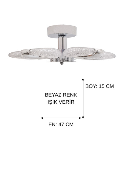 Fer Avize Defne Krom Kaplama Modern Tasarım Enerji Tasarruflu Kristal Görünümlü 6'lı Led Avize (BEYAZ IŞIK) Salon Giyinme Odası Mutfak Yatak Odası
