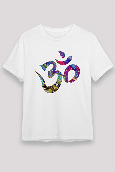 Darkhane Om Printed Unisex White T-Shirt - Tshirt