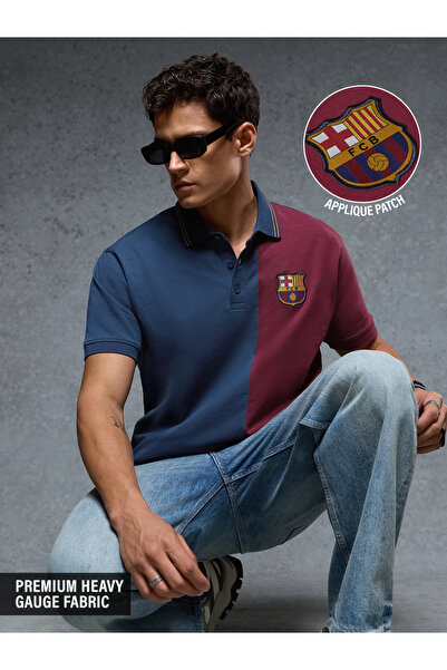 The Souled Store By Styli Men FC Barcelona Graphic Block Polo T-Shirt