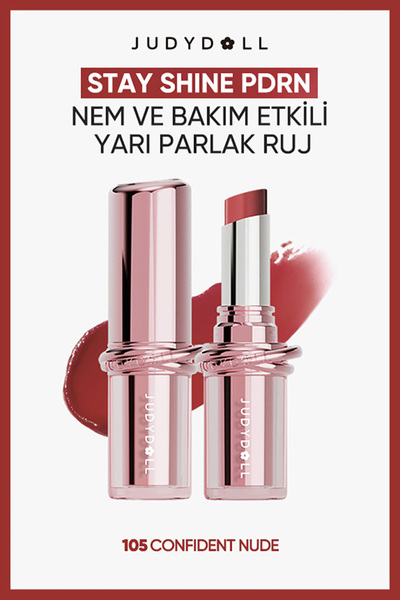JUDYDOLL Stay Shine PDRN Nem ve Bakım Etkili Yarı Parlak Ruj N105 Berry Crush