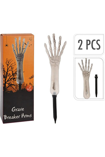 NN Decorațiune de Halloween Mână de Schelet Fosforescentă, 10 x 2 x 29 cm, Al...