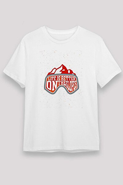 Darkhane Snowboarding Printed Unisex White T-Shirt - Tshirt