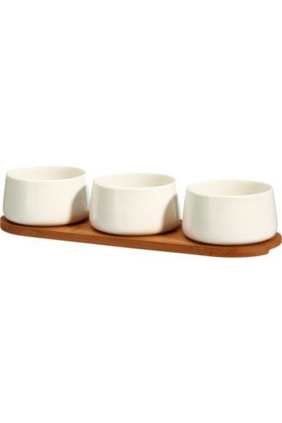 Excellent Houseware Set de gustări, 4 piese, Alb/Bej