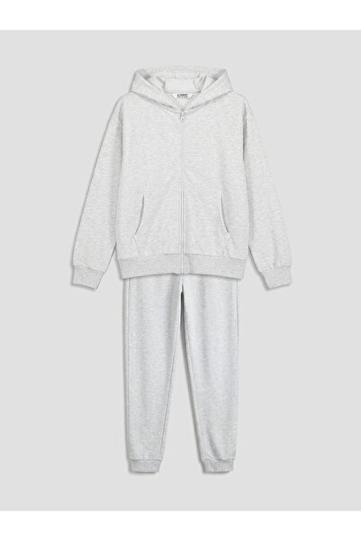 LC Waikiki Lcw Kids Gray Hooded Girls' Tracksuit Set