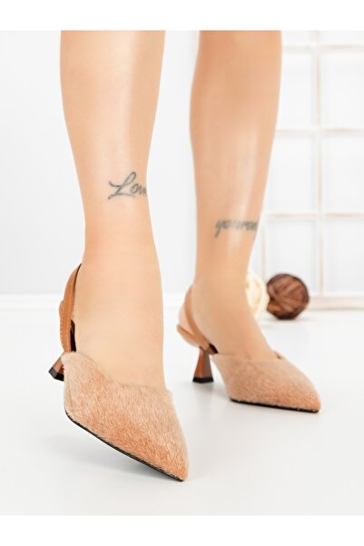 Gowin Pantofi stiletto kaki din material textil Nyrelia