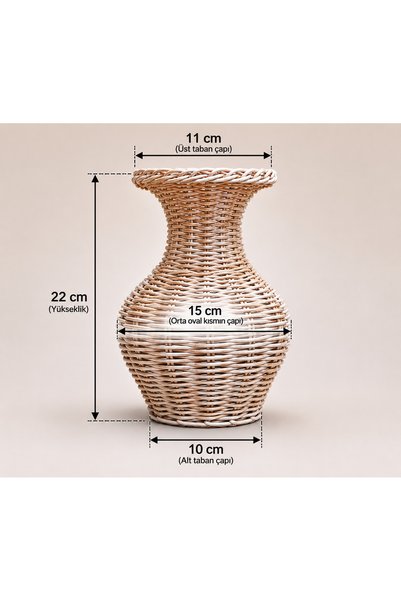 şahinbak Vază decorativă din ratan, lucrată manual, vază tip coș, lucrată manual V0001