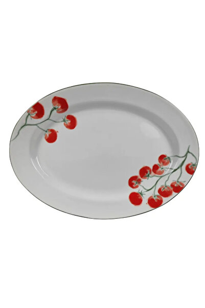 Carrefour Home Farfurie ovală, cu model cu roșii, din porțelan, 30 x 25 x 2.5...