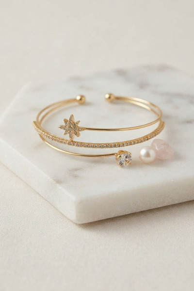 Skygo Polar Star Model Gold Color Zircon Stone Women's Bracelet Tj-Bb8872