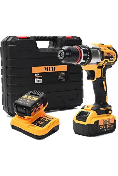 MFH TOOLS مثقاب لاسلكي 21 فولت - 13 مم - 1500 مللي أمبير - بطاريتان ليثيوم أي...