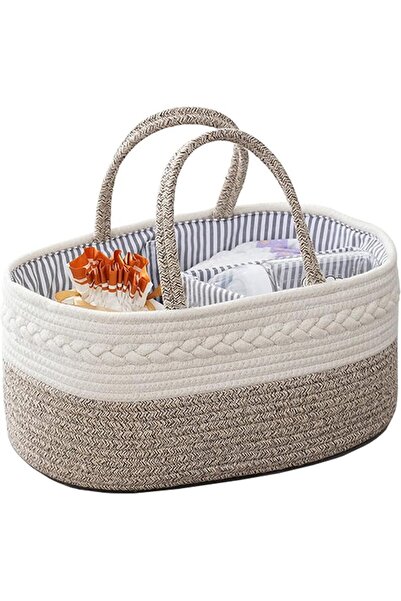 GENERAL Baby Nappy Caddy, Nappy Organiser, Nursery Bohemian cotton rope stora...