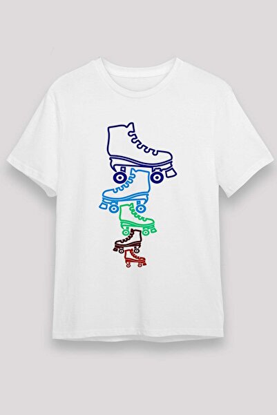 Darkhane Skate Printed Unisex White T-Shirt - Tshirt