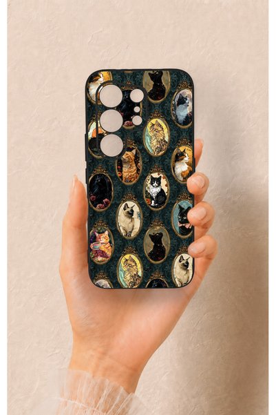 Vip Case Tecno Camon 50 Pro 4g Compatible Vintage Cat Portraits Patterned Sil...
