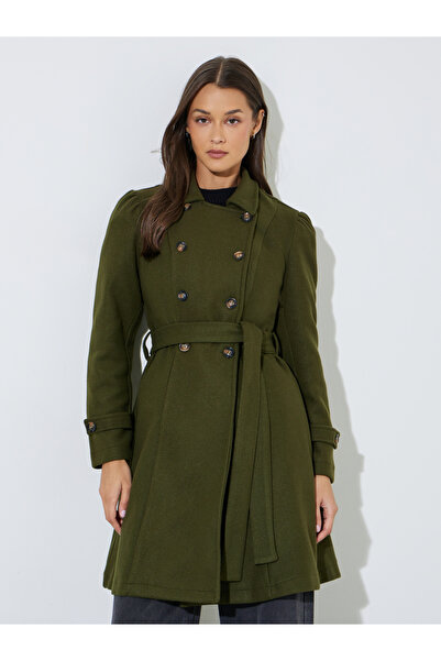 Styli Regular Fit Longline Double Breasted Belted Coat