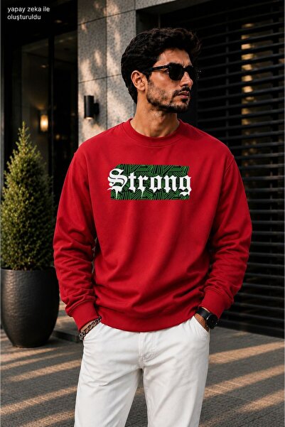 caddekombin Men's Strong Gothic Printed Cycling Round Neck Casual Sweatshirt