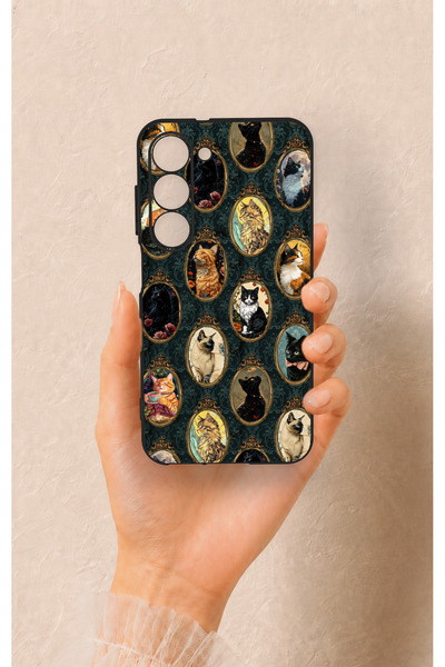 Vip Case Samsung S23 Compatible Vintage Cat Portraits Patterned Silicone Case