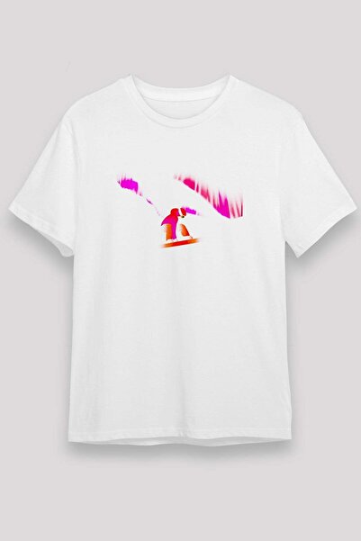 Darkhane Snowboarding Printed Unisex White T-Shirt - Tshirt