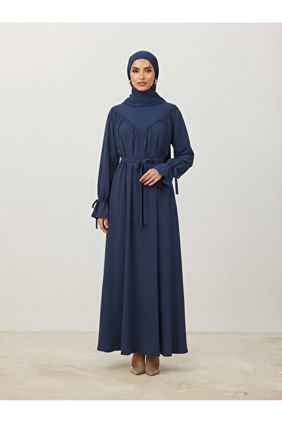 ankanoor V Robalı Kol Bağlamalı Dubai İpeki Elbise 150 cm Anka262050