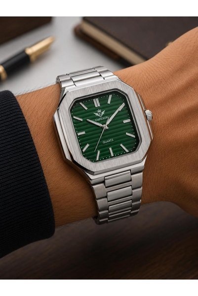Emperor Marka Klasik Quartz Mekanizma Metal Köşeli Erkek Kol Saatleri