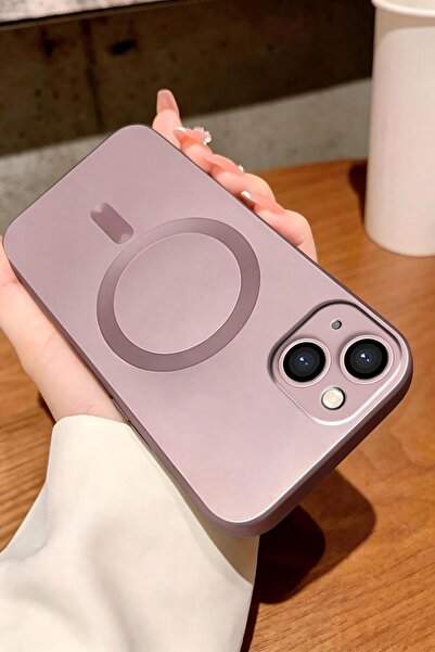 ucuc iPhone 13 Uyumlu Pembe Silikon Kılıf Magsafe Özellikli HD Aşınmaya Dayan...